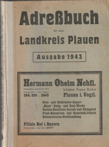 Adreßbuch landkreis plauen - landkreis,